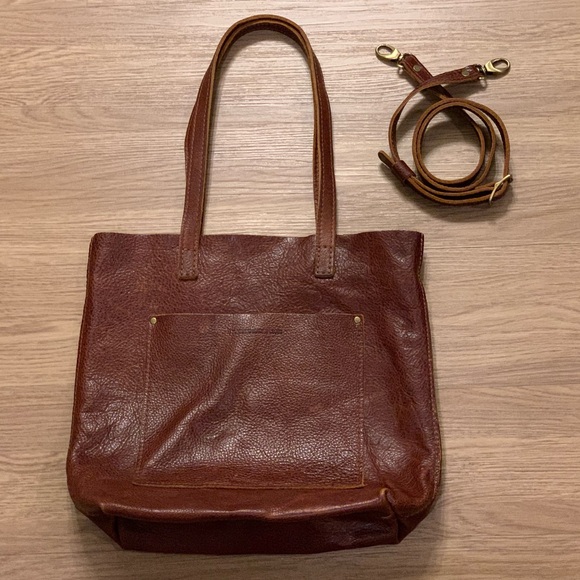 Portland Leather Good Medium Crossbody Tote Bag Brown Nutmeg - Picture 2 of 16
